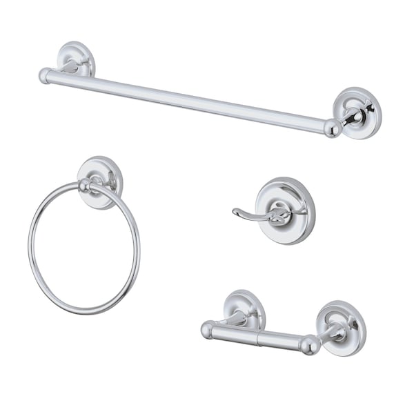Victorian 4-Piece Bathroom Accessory Set, Chrome